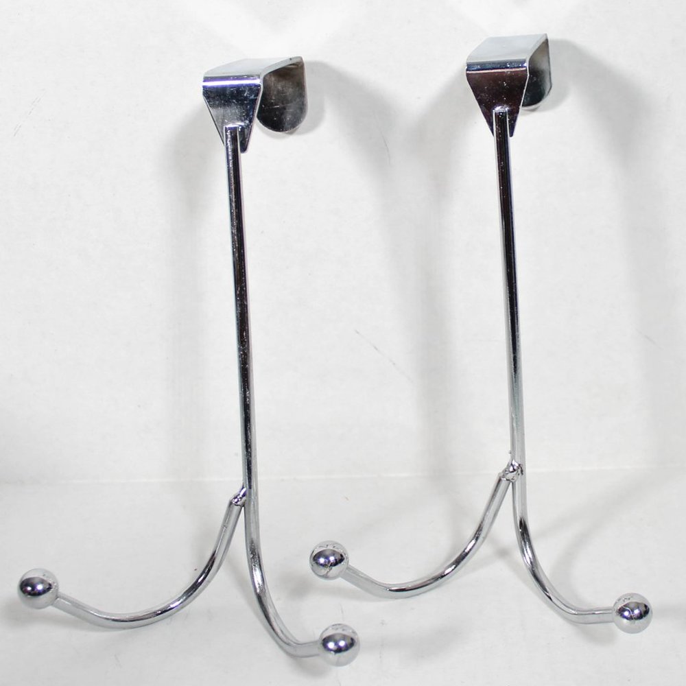 Set of Two NWOT Silver Tone Metal Clothing Coat Hook Robe Hook Over the Door